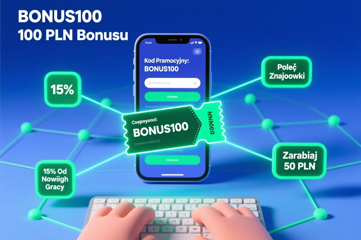 Kody promocyjne bukmacherskie - voucher z kodem i smartfon z formularzem rejestracji