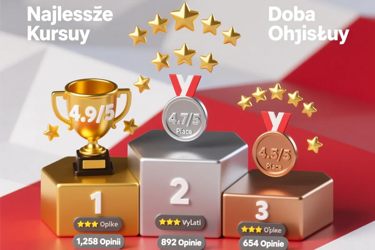 Ranking najlepszych bukmacherów - podium z miejscami 1, 2, 3 i gwiazdkami ocen