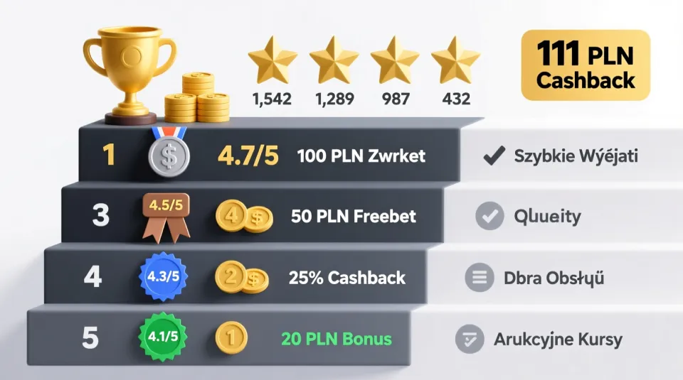TOP 5 najlepszych bukmacherów w Polsce z cashbackiem - ranking listopad 2025